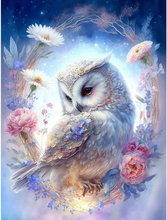 cdsnxore DIY Diamond Painting, Diamond Art Painting Owl Kits for Adults, Embroidery Pictures Arts Crafts for Beginner Home Wall Decor 30  40cm (White)