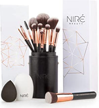 Niré Beauty Professional Makeup Brushes - 15-piece Award Winning Vegan Makeup Brush Set with Case, Blending Sponge, Brush Cleaner, Guide, Gift Box