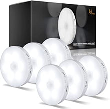 Indoor Motion Sensor Lights, 6 Pack Wireless LED Night Light, Battery Operated and USB Charging，Safety Lamp Suitable Stair, Bathroom, Corridors, Closet, Kitchen Lights Under Cabinets