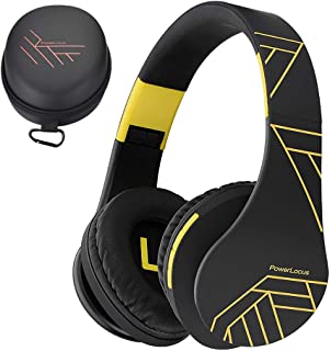 PowerLocus Bluetooth Over-Ear Headphones, Wireless Stereo Foldable Headphones Wireless and Wired Headsets with Built-in Mic, Micro SD/TF, FM for iPhone/Samsung/iPad/PC (Black/Yellow)