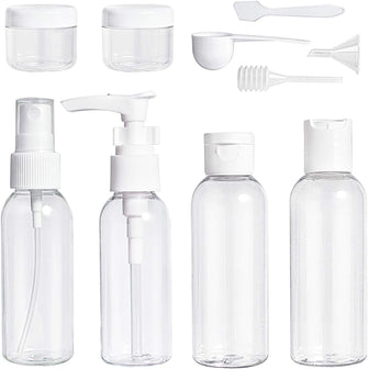 Travel Bottles Set 10 Pcs Air Travel Size Bottle Toiletries Liquid Containers for Cosmetic Makeup with Storage Bag by Ouway