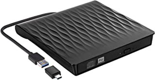 DANGZW External CD DVD Drive, USB 3.0 Slim Portable External CD DVD Rewriter Burner Writer, High Speed Data Transfer USB Optical Drive for PC Desktop/Laptop/Linux/Mac OS/Windows 11/10/8/7/XP (Black)