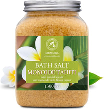 Bath Sea Salt Monoi de Tahiti 1300g - Bath Salts with Coconut Oil and Gardenia Flowers Extract - Bath Soak - Relaxing Bath - Good Sleep - Aromatherapy Bath Salts - Sea Salt Bath