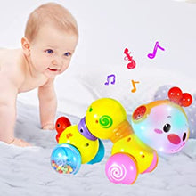 EastSun Baby Toys 6 Months Crawling Toys, Press and Go Musical Inchworm Toy with Light Up Face Caterpillar Toddler Toys Infant Boy Girl Gift