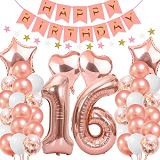 Sweet 16 Birthday Decorations Rose Gold 16th Birthday Decorations Banners for Girls 16th Birthday Party Supplies