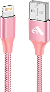 iPhone Charger Cable 2m, Long iPhone Charging Cable MFi Certified iPhone Lightning Cable Braided iPhone Fast Charging Lead for 11 12 13 14 Pro Max Mini XR XS X 10 8 7 Plus 6s 6 5s 5 SE, iPad-Pink