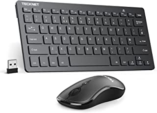 TECKNET Mini Wireless Keyboard and Mouse Set, 2.4G Cordless USB Keyboard and Silent Mouse Comb with Nano USB Receiver, 12 Multimedia Shortcuts for Computer, PC, Laptop, Desktop, Android Smart TV