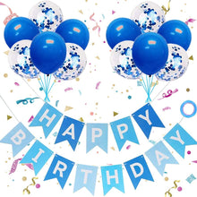 Happy Birthday Banner, Blue Party Decoration Happy Birthday Bunting Banners with 12" Large Latex Balloons Confetti Balloons for Boys Men 1st 16th 18th 21st 30th 40th 50th 60th Birthday Decorations