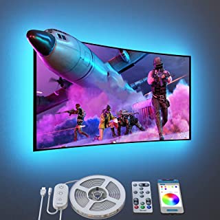 Govee TV LED Backlights with APP Control, 3M Bluetooth Multicolour TV Strip for 46-60 inch TVs, RGB Music Sync TV Lights for TV Computer, USB Port