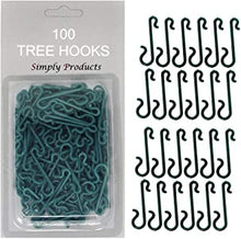 Simply Products 100 Bauble Christmas Tree Hooks Green Ornament Hooks Mini Hangers for Christmas Tree, Christmas Wreath, Christmas Vine