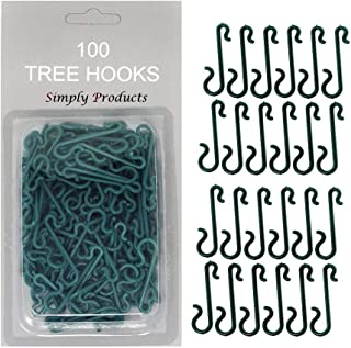 Simply Products 100 Bauble Christmas Tree Hooks Green Ornament Hooks Mini Hangers for Christmas Tree, Christmas Wreath, Christmas Vine