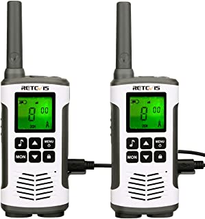 Retevis RT45 Walkie Talkie,Rechargeable License-free 2 Way Radios, Long Range PMR446 16 Channels,With AA Battery LED Torch Walkie Talkies for Family Adults Kids(Silver, 2Pcs)