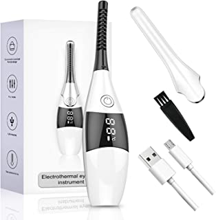 Heated Eyelash Curler, Portable Electric Eyelash Curler, 10s Quick Heat 60° / 70° / 80° / 90° 4 Temperature Modes with LED Display, Mini Eye Lash Curler Styling Tools Best Gifts for Women Girls