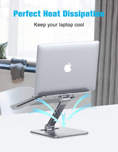 Babacom Laptop Stand, Ergonomic Foldable Computer Stand with Adjustable Height, Ventilated Aluminium Alloy Laptop Riser Compatible with MacBook Air, Pro, Dell XPS, Samsung, All 10-16" Laptops (Silver)