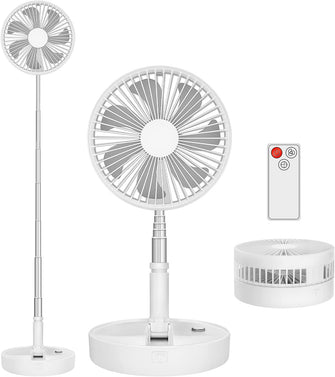 LBSTP Portable Standing Fan with Remote Control, 7.5 Inch Foldable Pedestal Fans, 7200mAh Rechargeable Battery USB Powered Floor Fan, Height Adjustable, 4 Speeds, Quiet Camping Desk for Bedroom