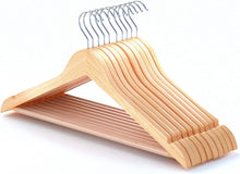 HANGERWORLD 10 Natural Wooden 45cm Coat Clothes Garment Hangers with Non Slip Trouser Bar