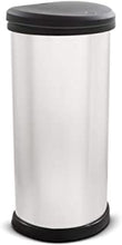 Curver Metal Effect One Touch Deco Bin, Silver, 40 Litre