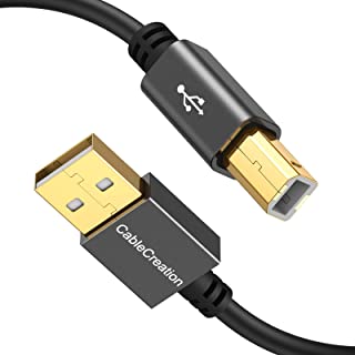 CableCreation USB Printer Cable 3M/9.8FT,USB 2.0 A Male to B Male Scanner Cord, USB MIDI Cable, Compatible with HP, Brother, Dell, Epson, Midi Keyboard, Instrument, Piano, Dac, Aluminium Case