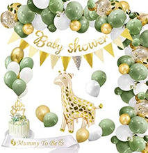 Baby Shower Decorations Boy Girls,Thinbal Sage Green Jungle Baby Shower Decorations Neutral,Giraffe Foil Balloons,Mummy to Be Sash,Babyshower Banner,Latex Balloons for Gender Reveal Decorations Unisex