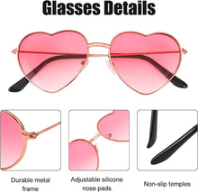 QINREN 2 Pairs Hippie Specs Glasses, Retro Heart Shaped Sunglasses 60's 70's Style Heart Glasses Festival Accessories for Hippie Fancy Dress Accessory( Pink)