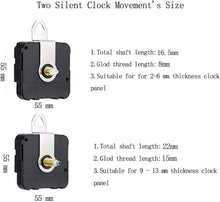 Silent Quartz Clock Movement, Long and Short Shaft Clock Mechanism with Hands Battery Powered, Wall Clock Mechanism Parts Motor Replacement DIY Repair Parts
