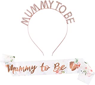 BETESSIN Mummy to Be Sash with Rhinestone Tiara Crown Headband Mum to Be for Baby Shower Party Decoration Party Gifts Accessories Decor Favour Party Supplies