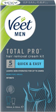 Veet Men Intimate Hair Removal Kit, with Aftercare Balm, Sensitive, 100 ml + 50 ml, 1 Spatula, No Risk of Cuts, 7 Days of Smoothness, Dermatologically Tested (Packaging may vary)