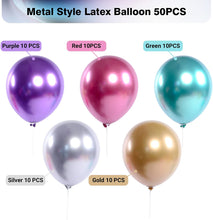 50Pcs Birthday Balloons, YLSCI Metallic Balloons, 12Inch(30cm) Balloons, Five Colours, 100% Natural Latex, Helium Balloons, Birthday Weeding and Decoration Wedding