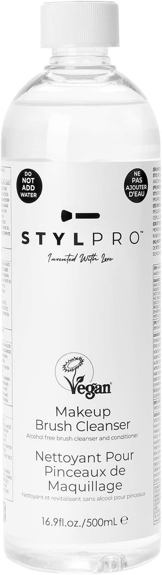 STYLPRO 500ml Unique Formula  Vegan  Makeup Brush Conditioning Cleanser  Makeup Brush Cleaner  Removes Makeup, Dead Skin, Bacteria and Dirt from your Makeup Brushes Free from Alcohol and Parabens