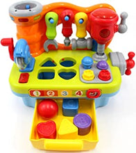 HOLA Kids Tool Bench Toys for 1 2 3 Year Old Boy, Musical Toddler Workbench Toy 12 18 Months with Sound Effects, Shape Sorter & Lights, Early Educational Toys Gifts for Baby Boys Girls Age 2 3