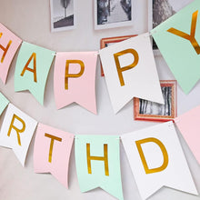 EACHHAHA Happy Birthday Banner,Birthday decorations,Pastel Birthday Bunting Pink,Perfect for Girls Boys 1st 18th 21st 30th Any Ages Birthday Party Decorations(Pink white green)