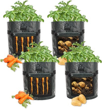 Ram 4 Pack 7 Gallon Potato Grow Bag set. Garden Plant Bags for potatoes, carrots, tomatoes, cucumbers and other Vegetables. Made in Green Polyethylene Complete