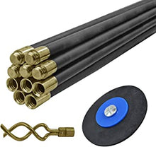 Faithfull FAIDRSET12 Drain Rod Set 9M (30ft) 10 x Rods, plunger, worm. Brass Rod Commectors