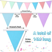 Alintor 46 Flags 40.6ft Bunting, Pastel Bunting + 18 Pastel Balloons, Birthday Fabric Bunting for Christening, Baby Shower Banner, Garden Union Jack Party, Easter, Kings Coronation Decorations