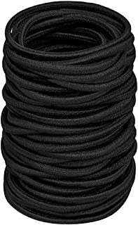 30 Pcs Black Hair Ties, XCOZU 4mm Black Hair Bobbles Hair Bands for Women with Thick Hair, Hairbands for Girls Hair Elastics Band No Metal Ponytail Holders (50mm*4mm)
