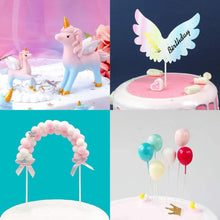 iZoeL Unicorn Cake Topper, Birthday Cake Decoration, 1 Pink Hairball Arch 1 Rainbow 1Happy Birthday Banner 2 Clouds 4 Balloons 10 Stars 3 Little Unicorns For Girl Kid Women Birthday Party