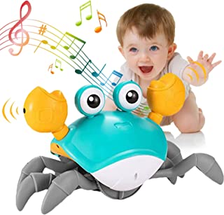 Crawling Crab Baby Toy,Sensory Toys for 1 2 3 4+ Years Old Boys Girls with LED Light and Music,Birthday Gifts for Kids Age 1-7 Year Old ,Electronics Pet Toys Toys with Automatically Avoid Obstacles