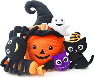 teytoy Halloween Toys for Kids Halloween Plush Toys, Halloween Soft Toys Pumpkin Toys Cuddly Pumpkins, Spiders, Ghosts, Bats, Black Cats, Candy Halloween Toys for Toddlers Halloween Party Bag