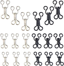 mifengdaer 60 Set Sewing Hooks 3 Sizes Metal Eyes Closure Bra Hooks Clothing Fasteners for Bra and Trousers Skirts Clothing Repair (Silver and Black)