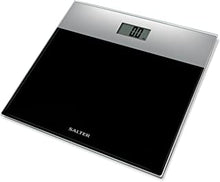 Salter 9206 SVBK3R Digital Bathroom Scale, Toughened Glass Platform Electronic Scales, Easy Read LCD Display, Step On Activation, Max. Weight 180 KG/400 lbs, 15-Year Guarantee, Silver/Black