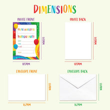 Kirsten McMillan 32 Rainbow Birthday Party Invitations with Envelopes - Pack of 32 A6 Kids Invites for Boys and Girls - Designed and Printed in the UK