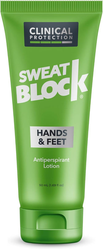 SweatBlock Antiperspirant Lotion For Hands & Feet, Proven To Reduce Excessive Sweating, Reduce Hand & Foot Sweat & Smelly Feet, Safe Effective, FDA Compliant Anti Sweat Lotion For Women & Men 50 ml