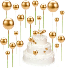 40 Pcs Round Ball Cake Toppers, Gold Mini Foam Ballon Cupcake Topper DIY Cake Insert Topper Bakeware Decorating Topper Sticks for Christmas Party Wedding Supplies Baby Shower Decor