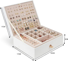 Jewellery Box Organiser for Necklace Earrings Bracelets Rings, Large PU Leather Jewelry Storage Case with 3 Stackable Layer, Jewellery Boxes Holder for Women Girls