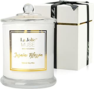 La Jolíe Muse Scented Candles Gifts for Women, 9.9Oz /280g Large Jasmine Candle Gift Set Glass Jar, Natural Soy Wax Candles 65 Hours Long Burning