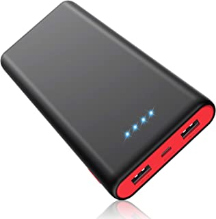 HETP Power Bank, Portable Charger 25800mAh [Newest Black-Red Design] High Capacity Power Banks with 2 USB Ports External Battery Pack with 4 LED Lights for Smart Phones,Tablet and Other Devices