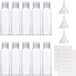 10Pcs Empty Travel Bottles Container Flip Cap Bottles Cosmetic Bottles with Funnels Syringe and Labels for Travel or Cosmetic(100ML)