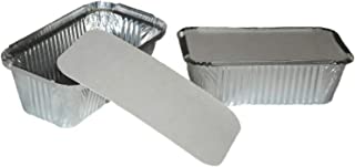 MARENT Brand 50 x LARGE ALUMINIUM FOIL FOOD CONTAINERS + LIDS No6a - MADE IN ENGLAND - 195 x 100