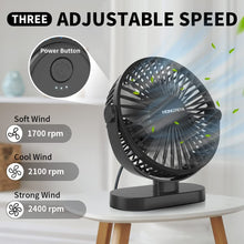 HONGTEYA 6.4 Inch USB Desk Fan,3 Speeds Adjustable Desktop Table Fan, 360 Rotation Mini USB Fan for Home Bedroom Desktop Office Car Outdoor Camping (Black)