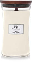 Woodwick Large Hourglass Scented Candle | Linen | with Crackling Wick | Burn Time: Up to 130 Hours Glass, Linen